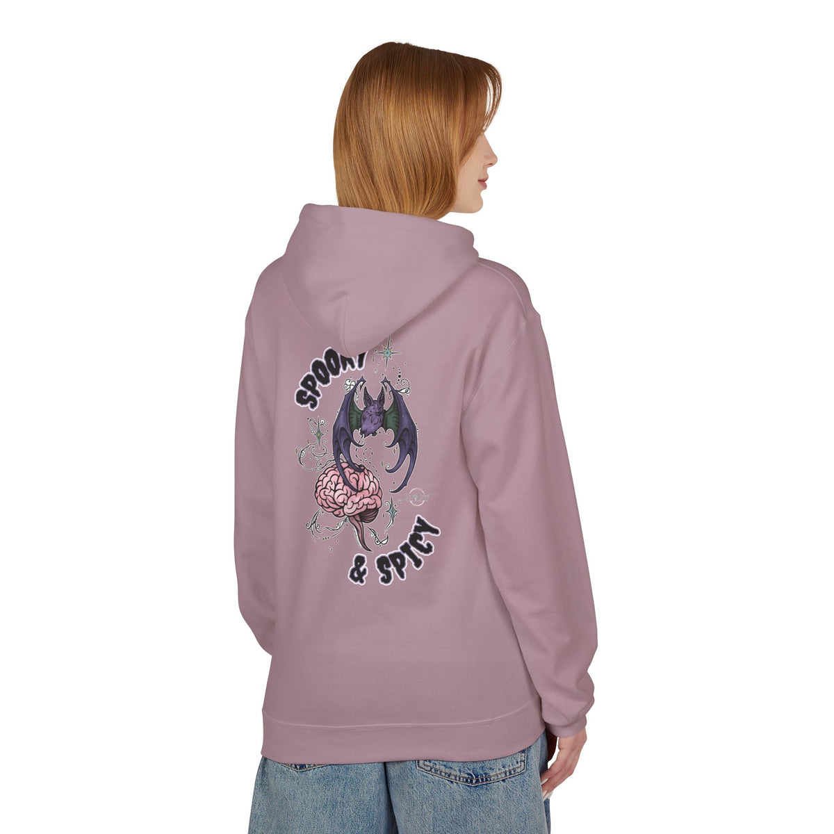 Spooky & Spicy Bat & Brain Hoodie — Halloween Gothic Graphic Hoodie