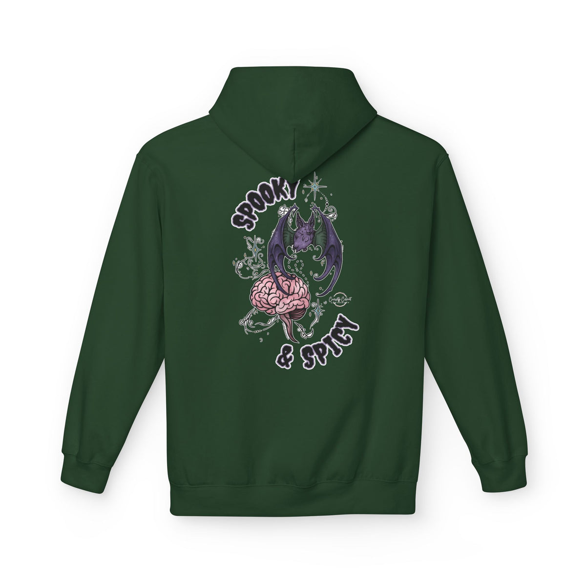 Spooky & Spicy Bat & Brain Hoodie — Halloween Gothic Graphic Hoodie