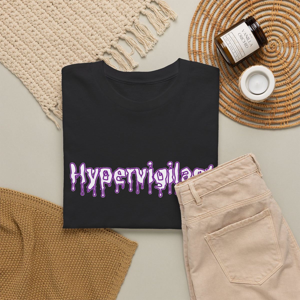 Hypervigilant Graphic Tee — Purple Dripping Eye Design