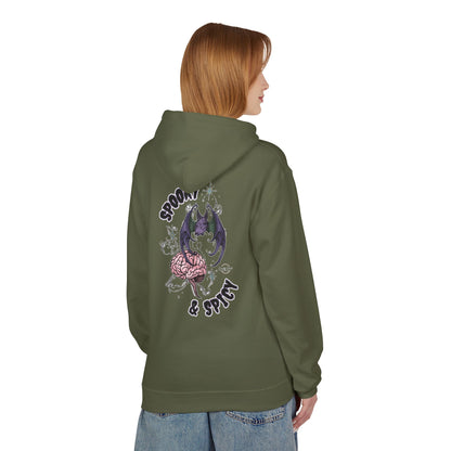 Spooky & Spicy Bat & Brain Hoodie — Halloween Gothic Graphic Hoodie