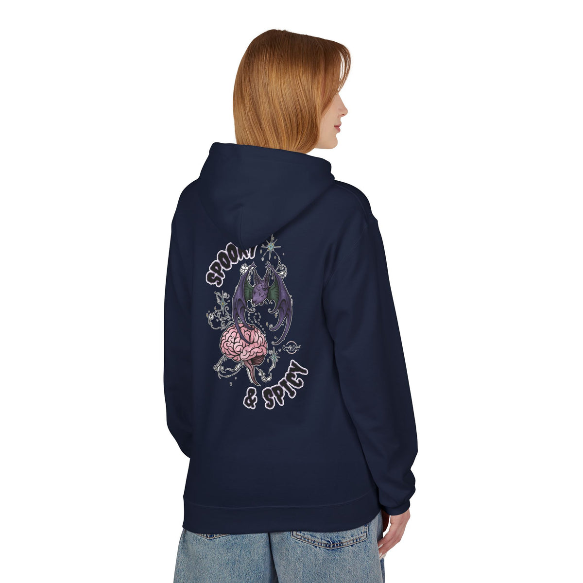 Spooky & Spicy Bat & Brain Hoodie — Halloween Gothic Graphic Hoodie