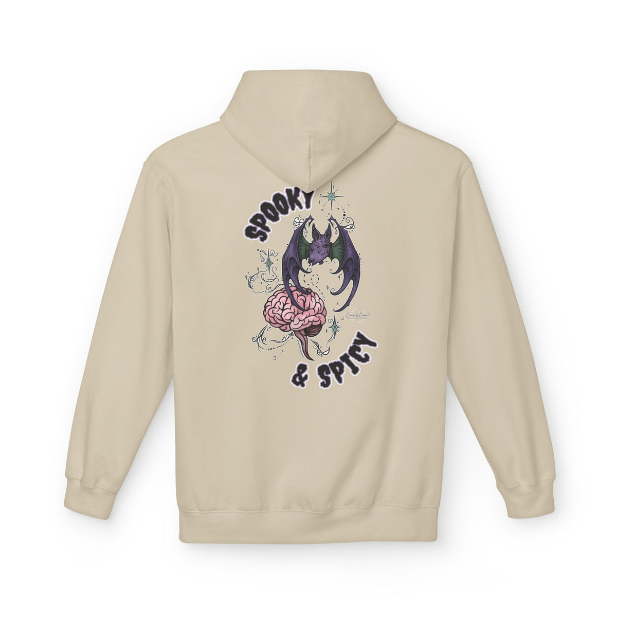 Spooky & Spicy Bat & Brain Hoodie — Halloween Gothic Graphic Hoodie
