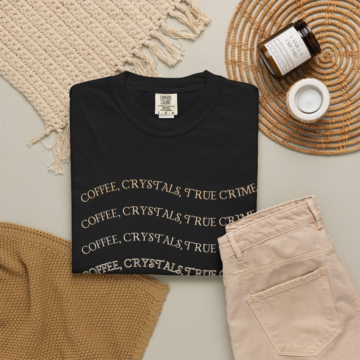 Witchy Graphic T-Shirt — 'Coffee, Tea, and Tiny Dreams' Design