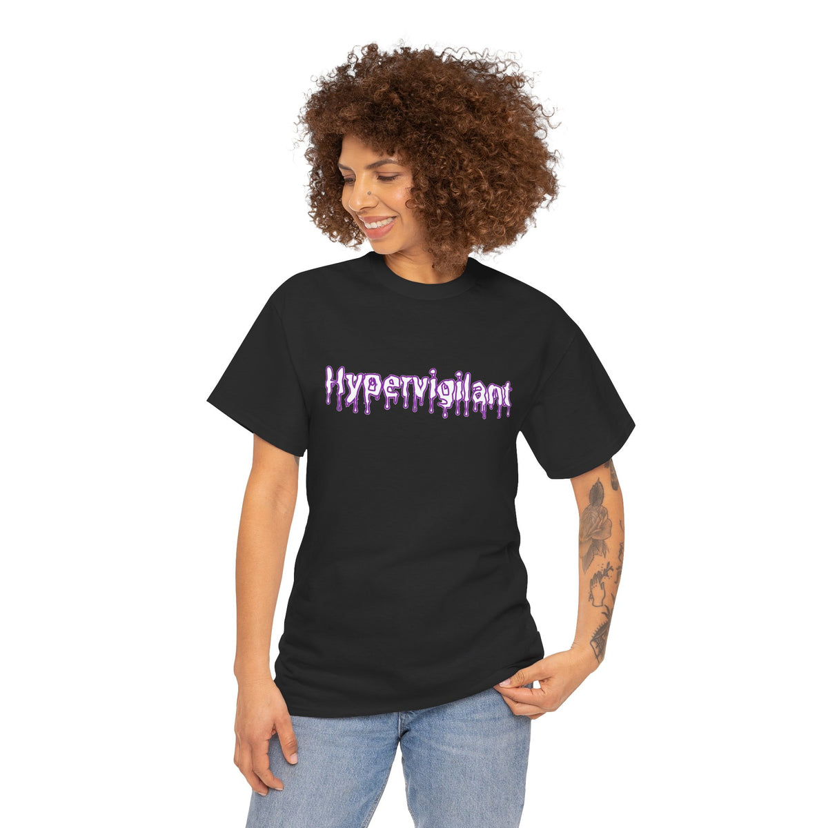 Hypervigilant Graphic Tee — Purple Dripping Eye Design