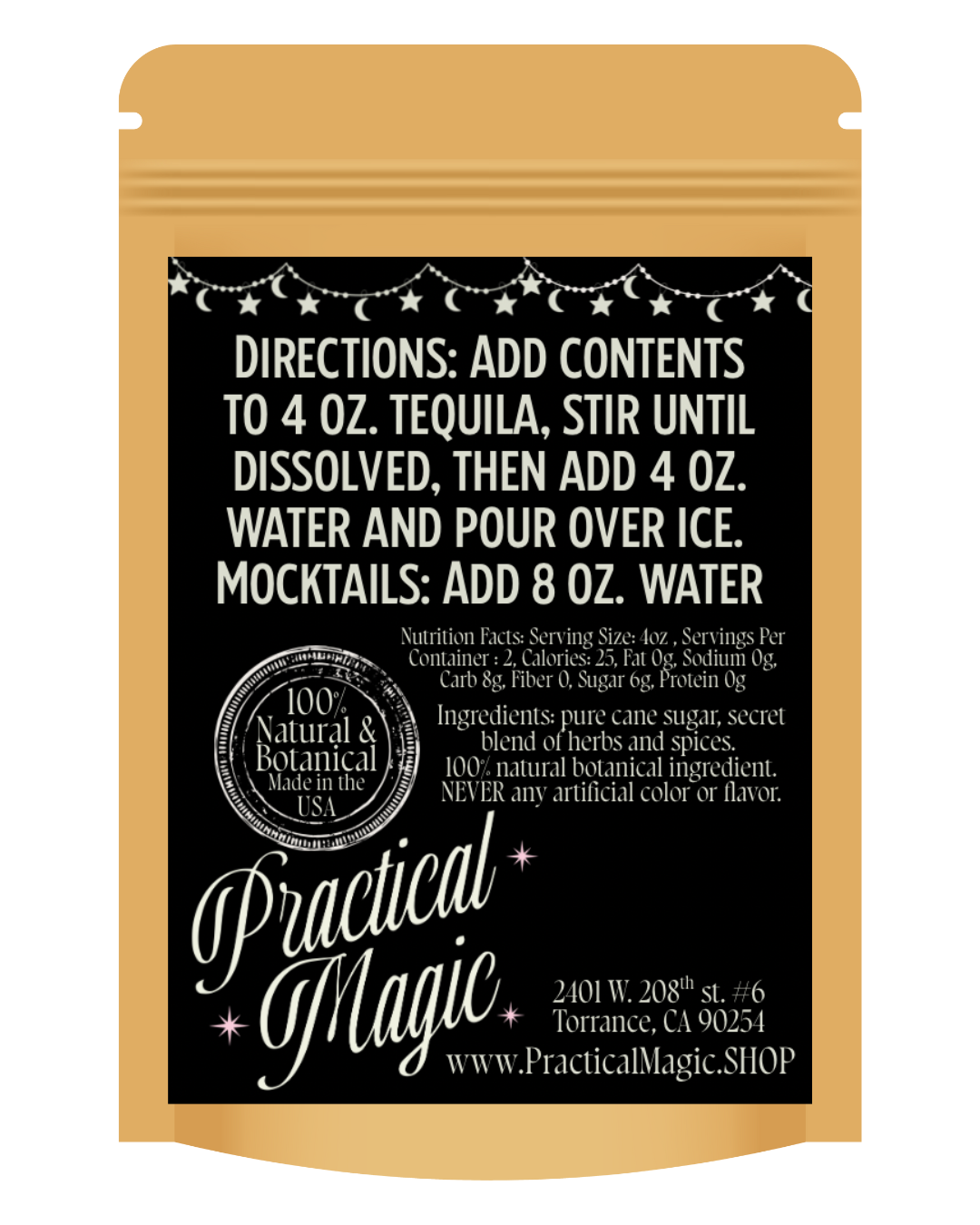 Midnight Sparkly Margarita Cocktail mix packet for 2 drinks