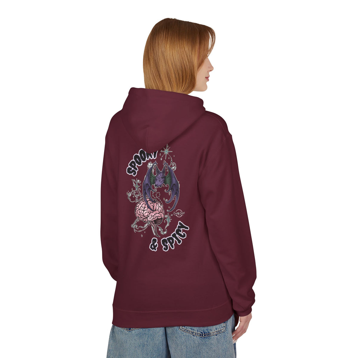 Spooky & Spicy Bat & Brain Hoodie — Halloween Gothic Graphic Hoodie