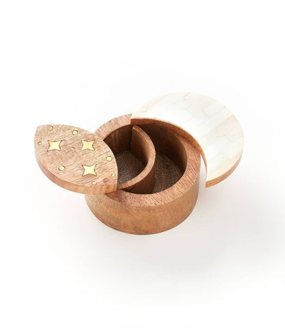 Nakshatra Moon Stars Pivot Box - Bone, Wood, Brass