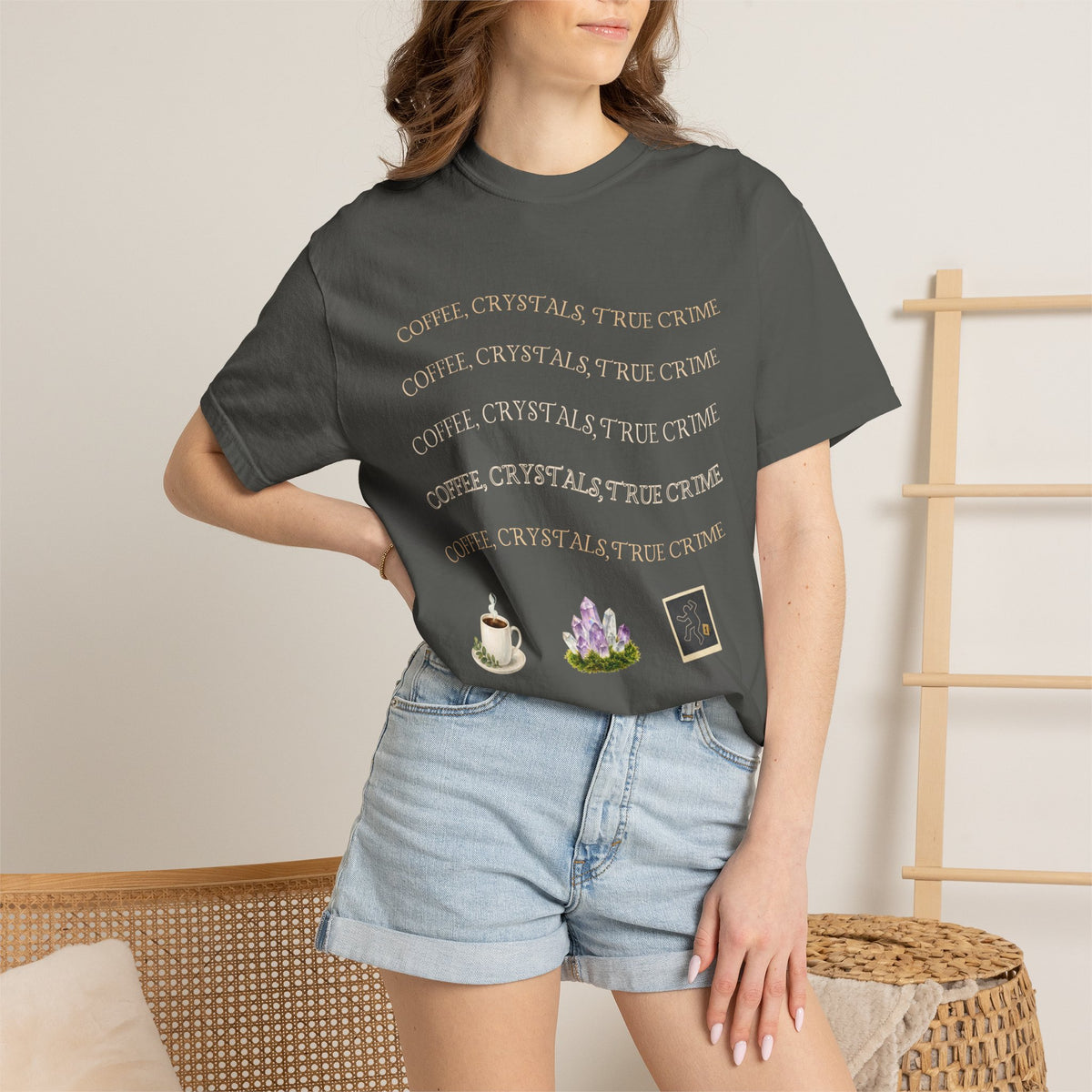 Witchy Graphic T-Shirt — 'Coffee, Tea, and Tiny Dreams' Design