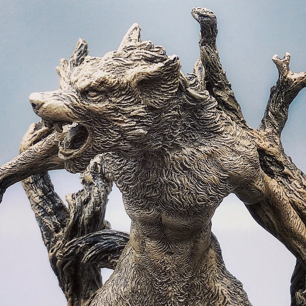 Werewolf Statue, Hand Painted Resin Sculpture | Gothic Halloween Legendary Monster Figurine | Dark Folklore Art for Spooky Home Decor