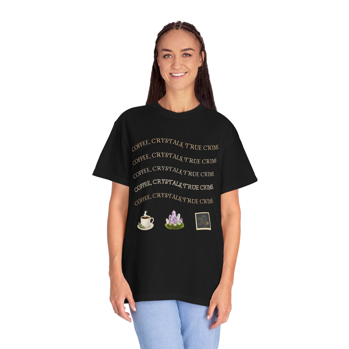 Witchy Graphic T-Shirt — 'Coffee, Tea, and Tiny Dreams' Design