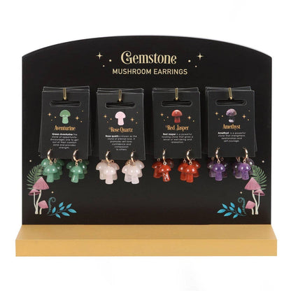 Gemstone Mushroom Earrings