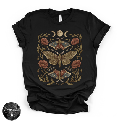 Harvest Moon Moth Tee | Celestial Botanical Moth Graphic T-Shirt