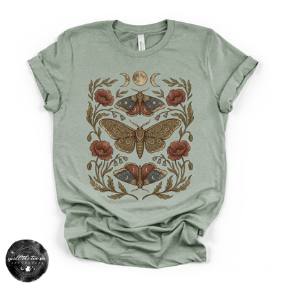 Harvest Moon Moth Tee | Celestial Botanical Moth Graphic T-Shirt