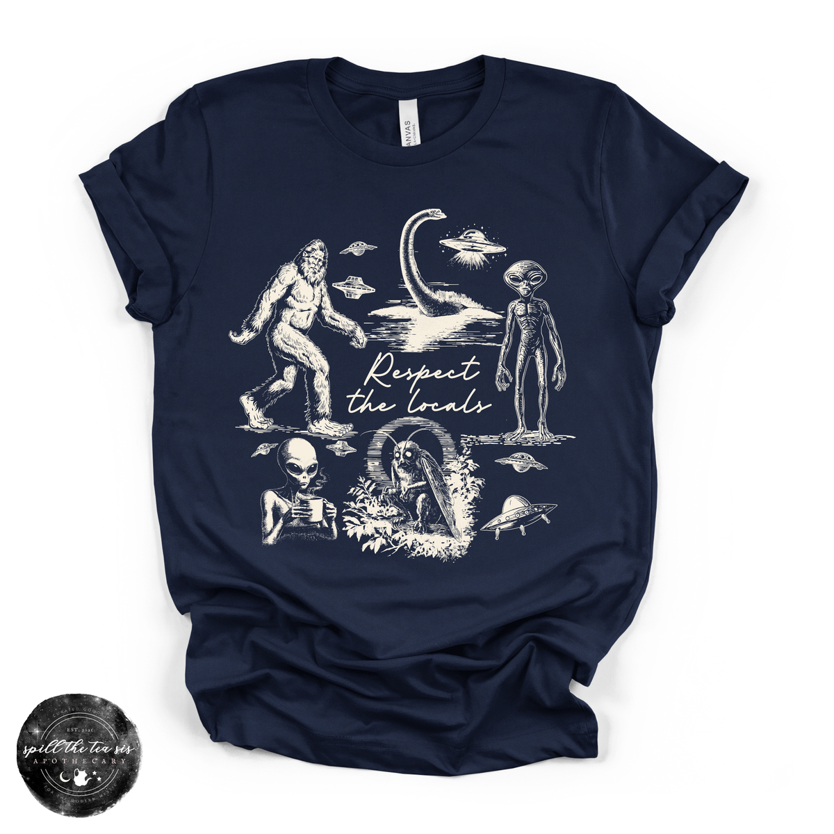 The Locals Cryptids Tee | Cryptid Graphic T-Shirt {WHITE DESIGN}