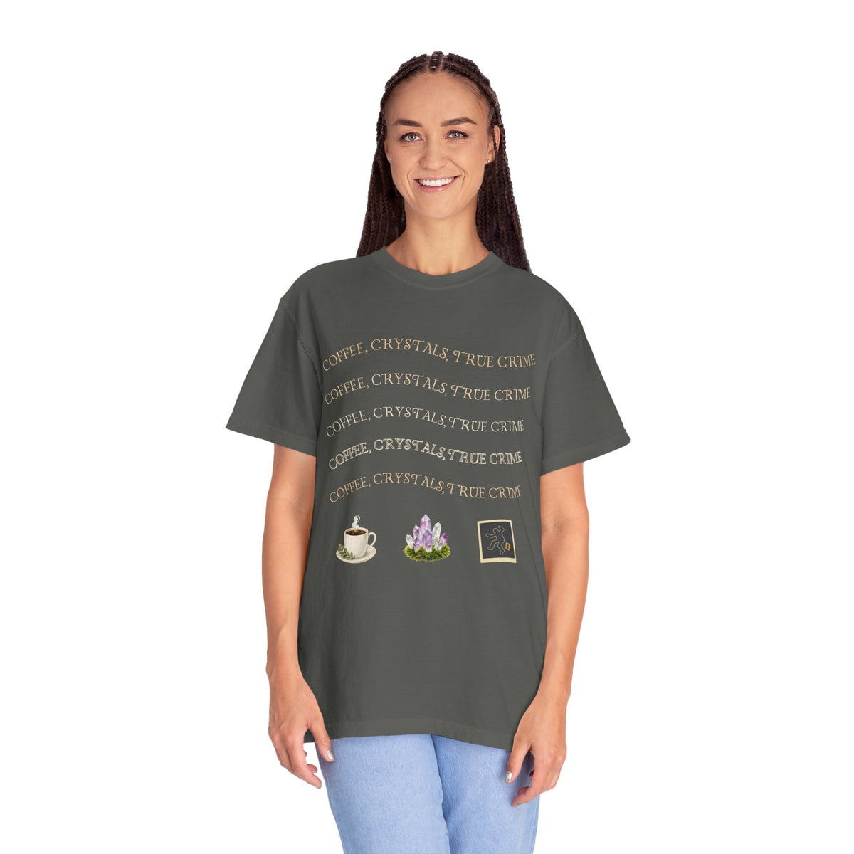 Witchy Graphic T-Shirt — 'Coffee, Tea, and Tiny Dreams' Design