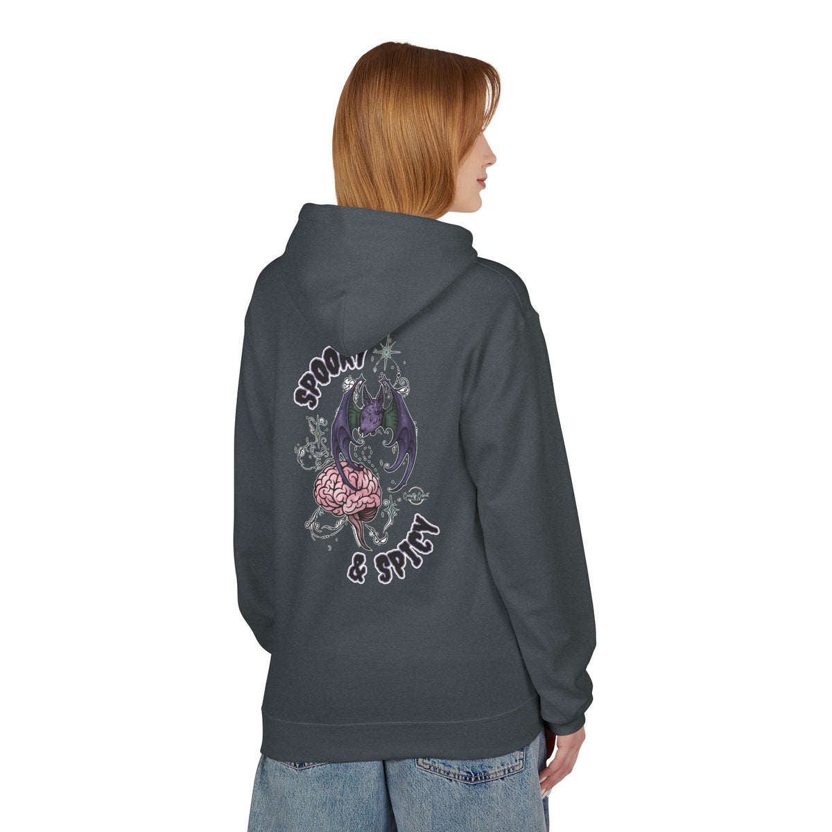 Spooky & Spicy Bat & Brain Hoodie — Halloween Gothic Graphic Hoodie