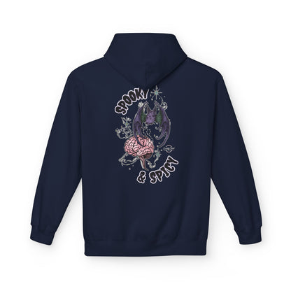 Spooky & Spicy Bat & Brain Hoodie — Halloween Gothic Graphic Hoodie