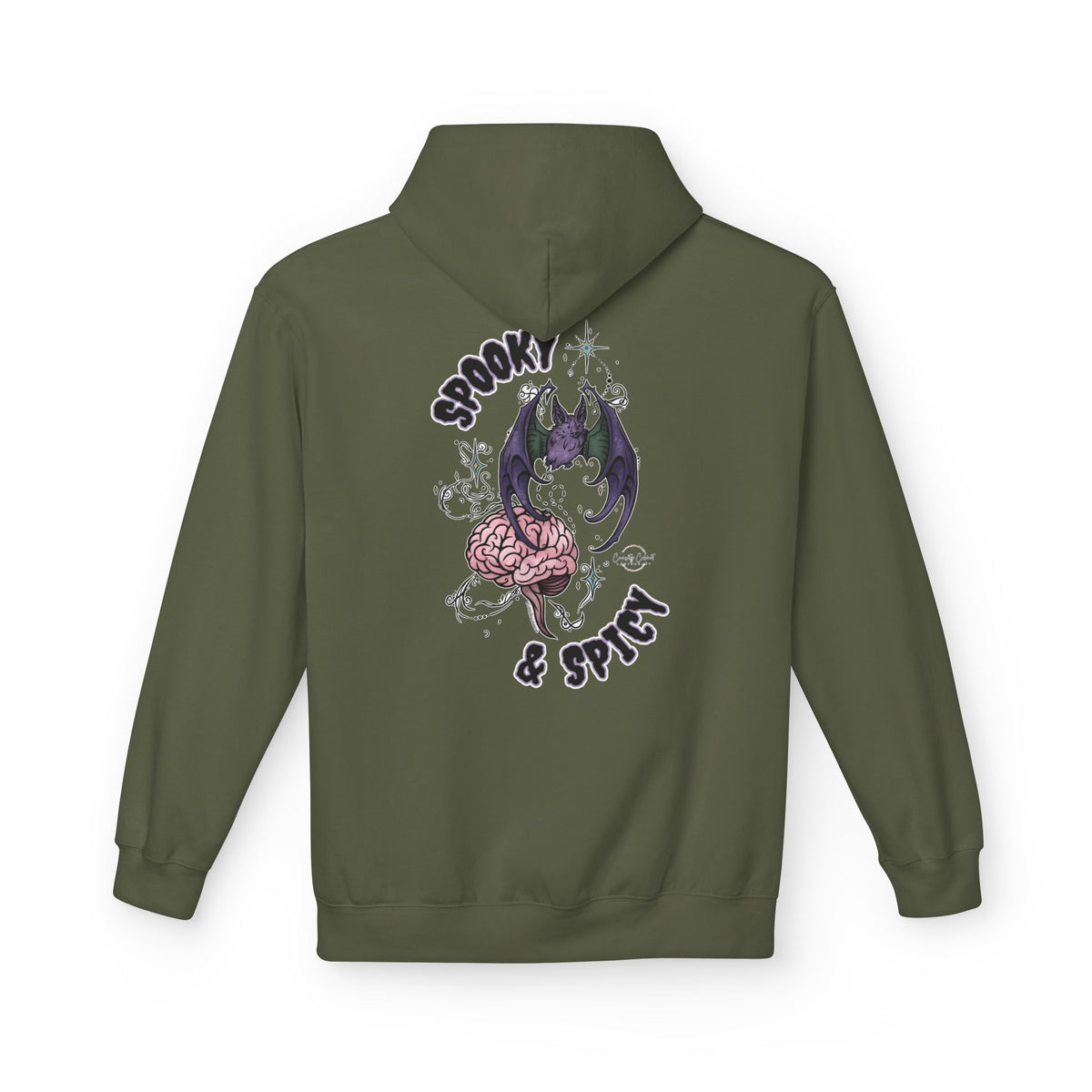 Spooky & Spicy Bat & Brain Hoodie — Halloween Gothic Graphic Hoodie