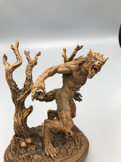 Werewolf Statue, Hand Painted Resin Sculpture | Gothic Halloween Legendary Monster Figurine | Dark Folklore Art for Spooky Home Decor