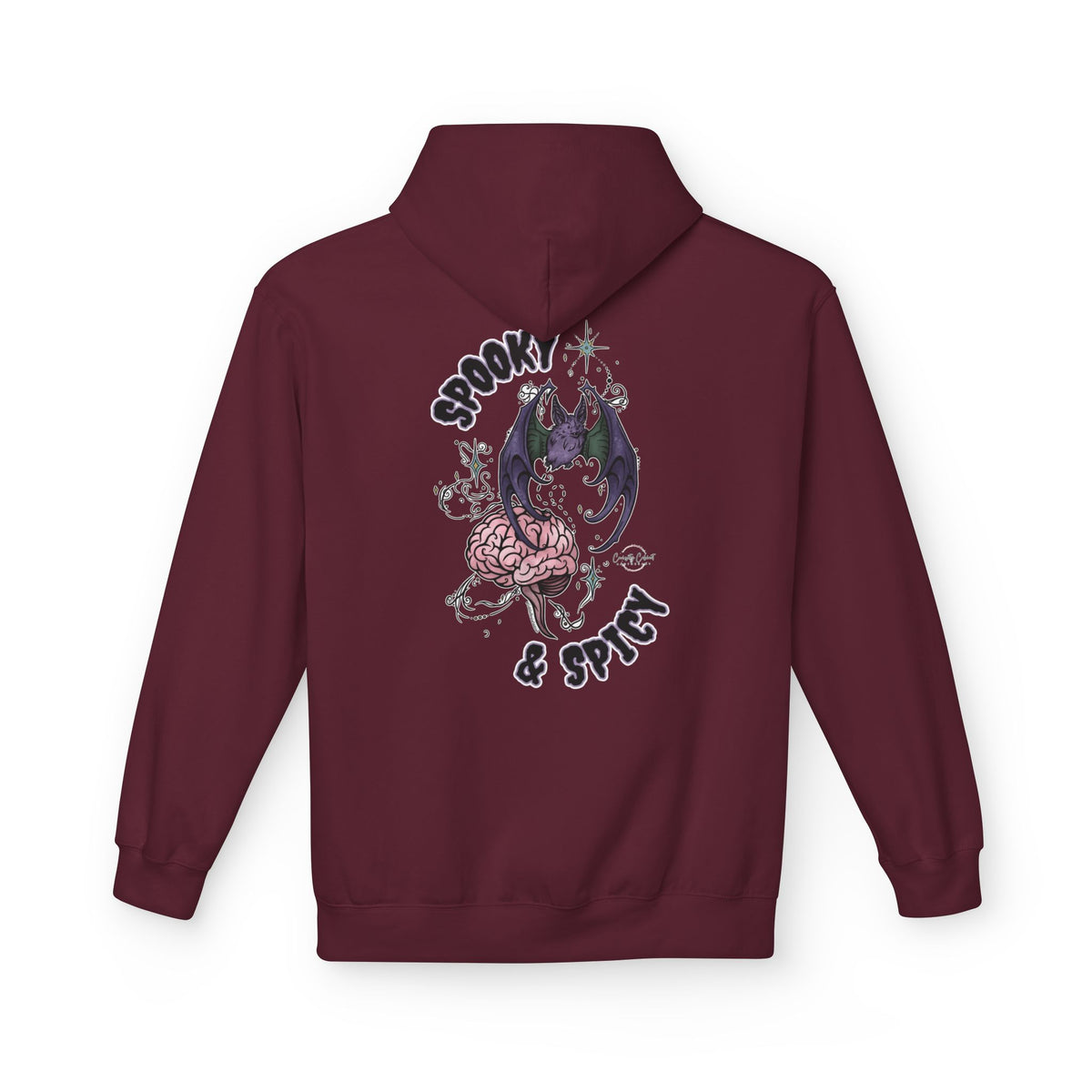 Spooky & Spicy Bat & Brain Hoodie — Halloween Gothic Graphic Hoodie