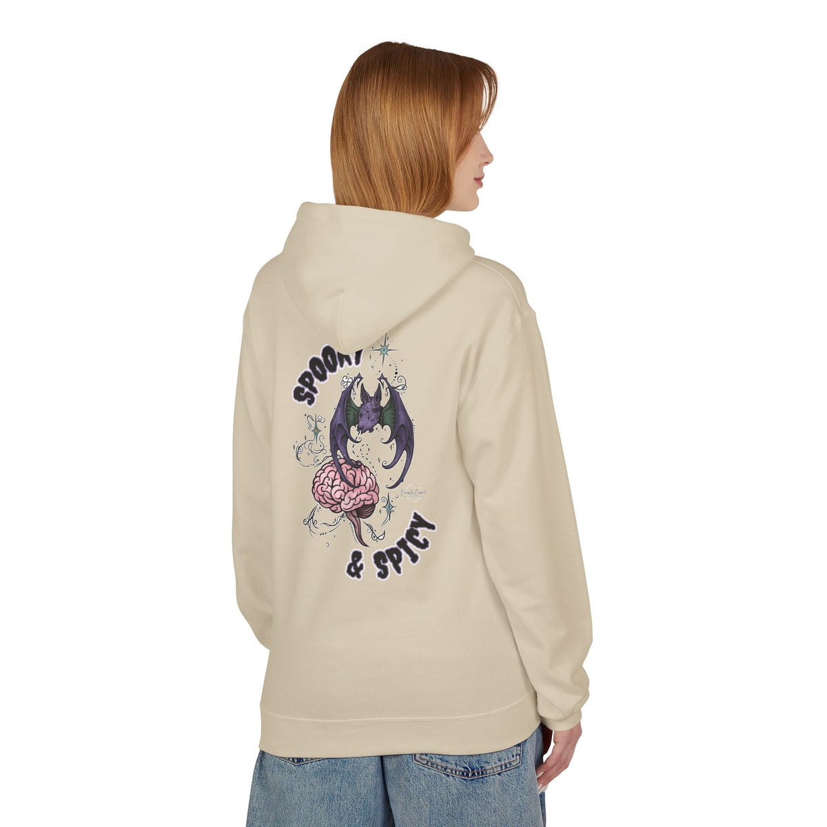 Spooky & Spicy Bat & Brain Hoodie — Halloween Gothic Graphic Hoodie