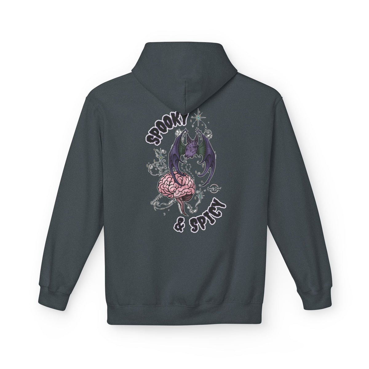 Spooky & Spicy Bat & Brain Hoodie — Halloween Gothic Graphic Hoodie