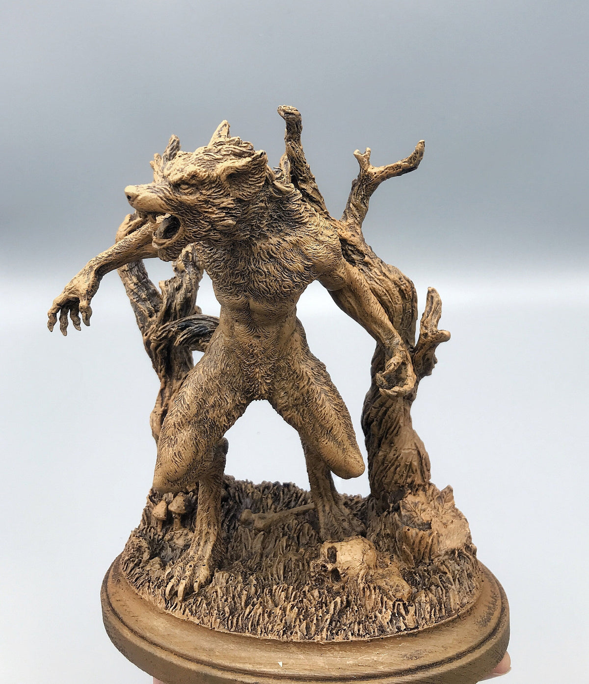 Werewolf Statue, Hand Painted Resin Sculpture | Gothic Halloween Legendary Monster Figurine | Dark Folklore Art for Spooky Home Decor