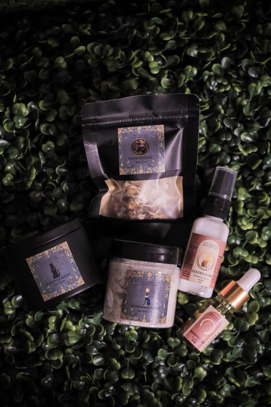 Bastet Deity Ritual Kit | Protection, Home Blessings & Divine Feminine Ritual Set | Candle, Ritual Oil, Cleansing Spray, Bath Tea + Bath Salts