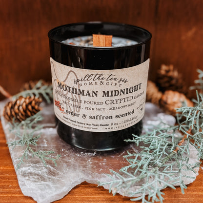 Mothman Intention Candle | Cedar & Saffron Cryptid Soy Candle
