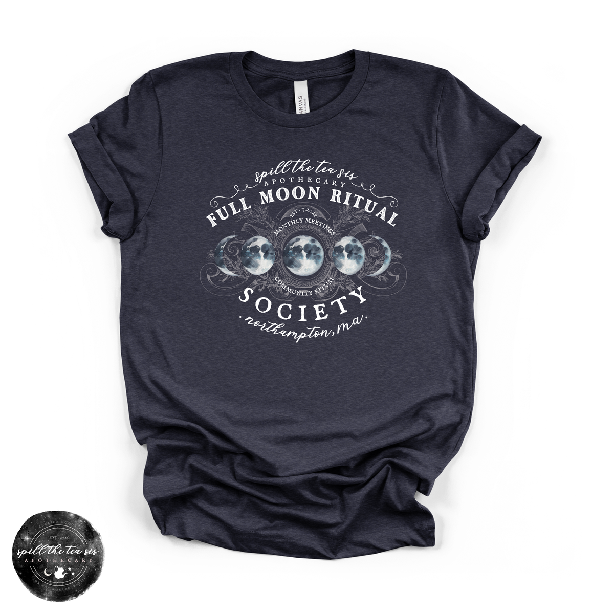 White Full Moon Ritual Tee | Celestial Graphic T-Shirt
