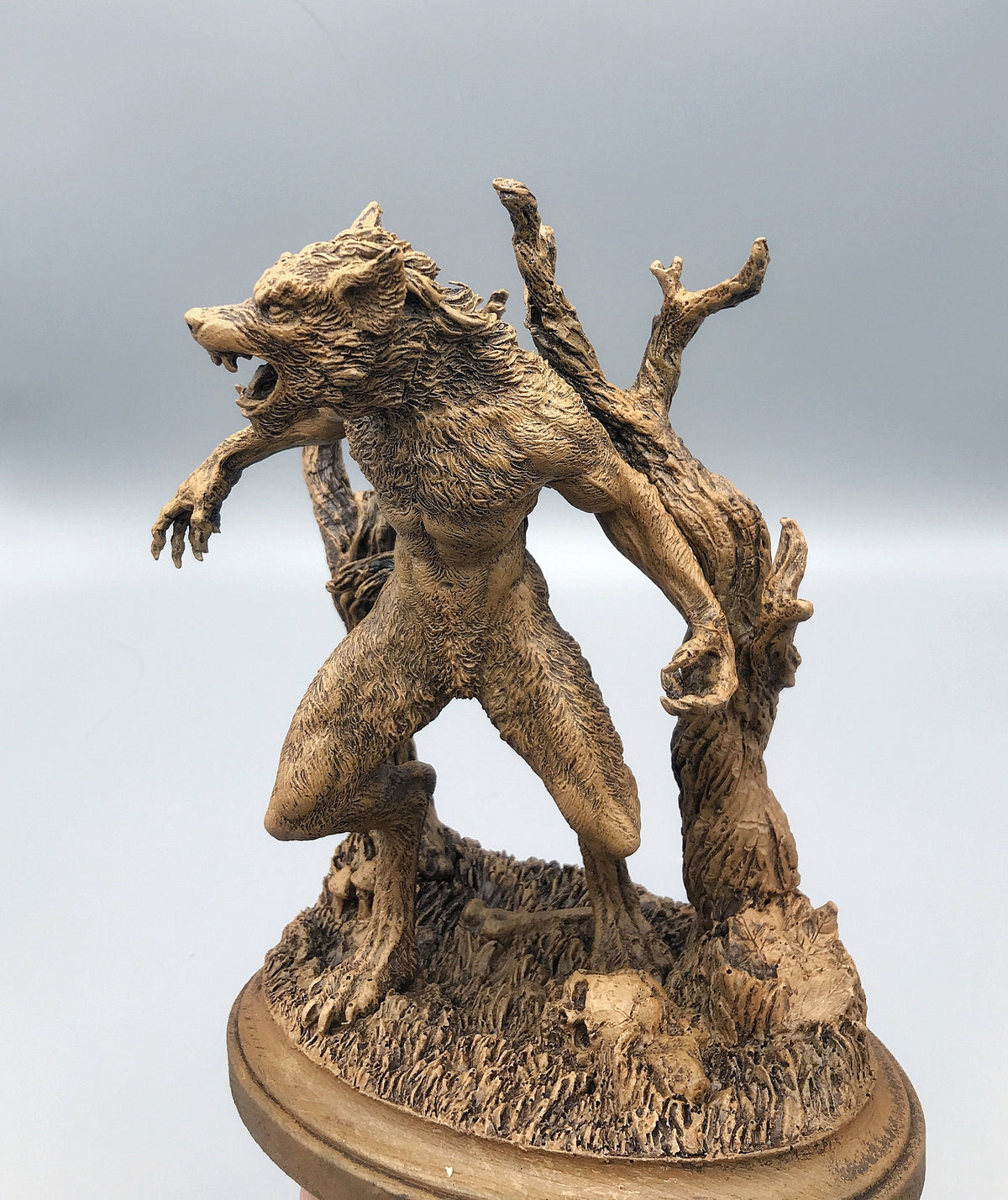 Werewolf Statue, Hand Painted Resin Sculpture | Gothic Halloween Legendary Monster Figurine | Dark Folklore Art for Spooky Home Decor