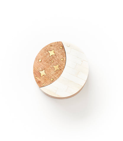Nakshatra Moon Stars Pivot Box - Bone, Wood, Brass
