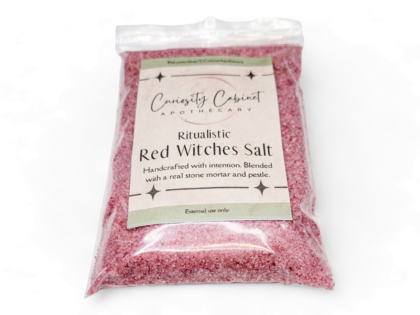 Red Witches Salt: Love Spell, Rose Petals, Herbs (4oz)