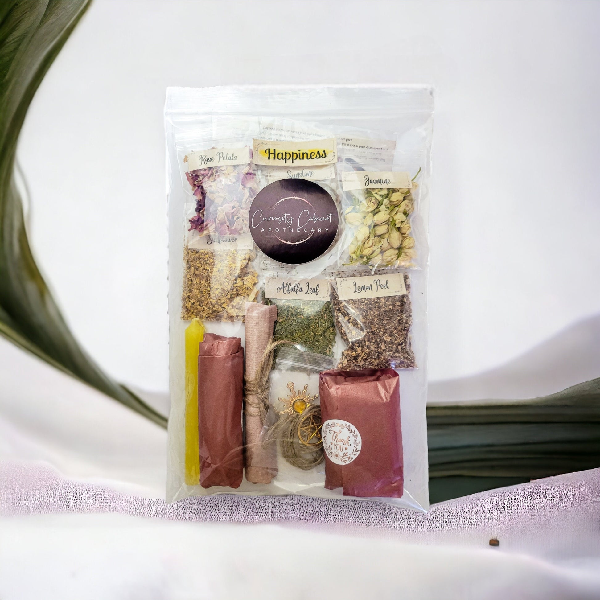 DIY Happiness Spell Jar Kit: Herbs, Crystals & Charms