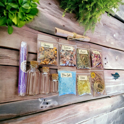DIY Litha Spell Jar Kit: Citrine, Sunstone & Herbs - Beginner Witchcraft