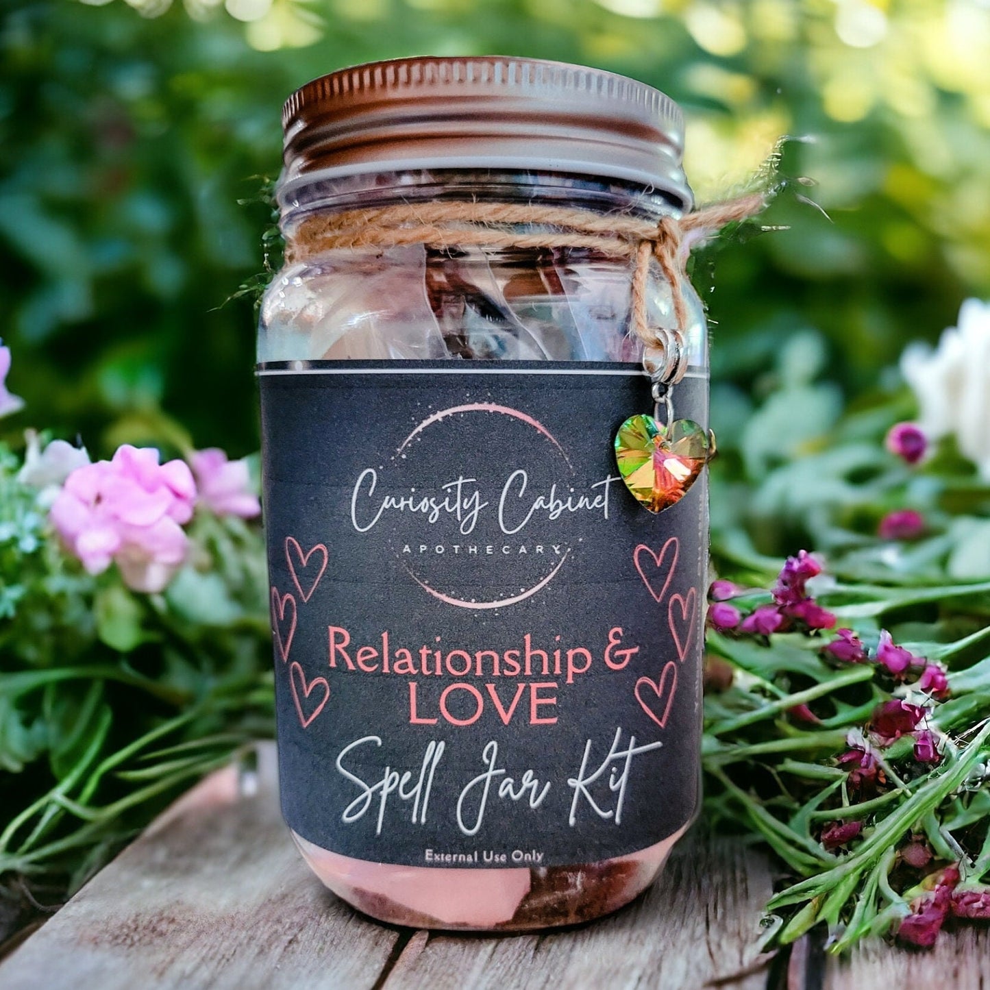 Love Spell Jar Kit: Crystals, Herbs, and Candle - Valentine Gift