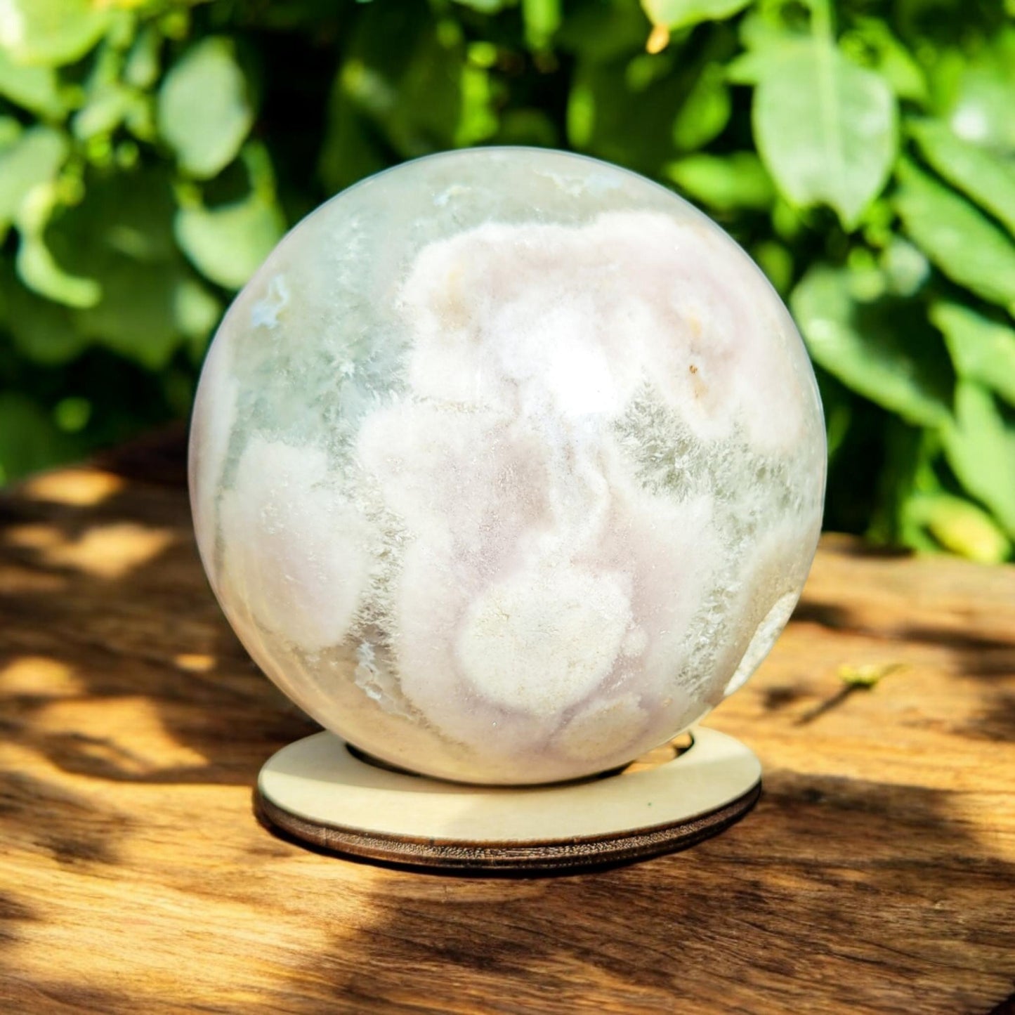 Large Druzy Green Flower Agate Sphere | Rare Gemstone | Crystal Decor | Lavender Purple Sage Green | 101.8mm 3.11 lbs