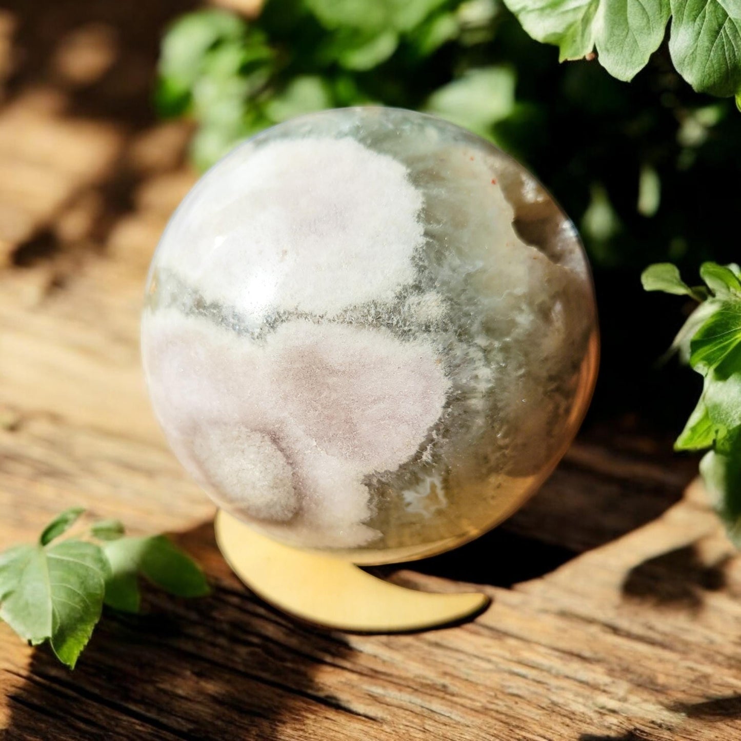 Large Druzy Green Flower Agate Sphere | Rare Gemstone | Crystal Decor | Lavender Purple Sage Green | 101.8mm 3.11 lbs