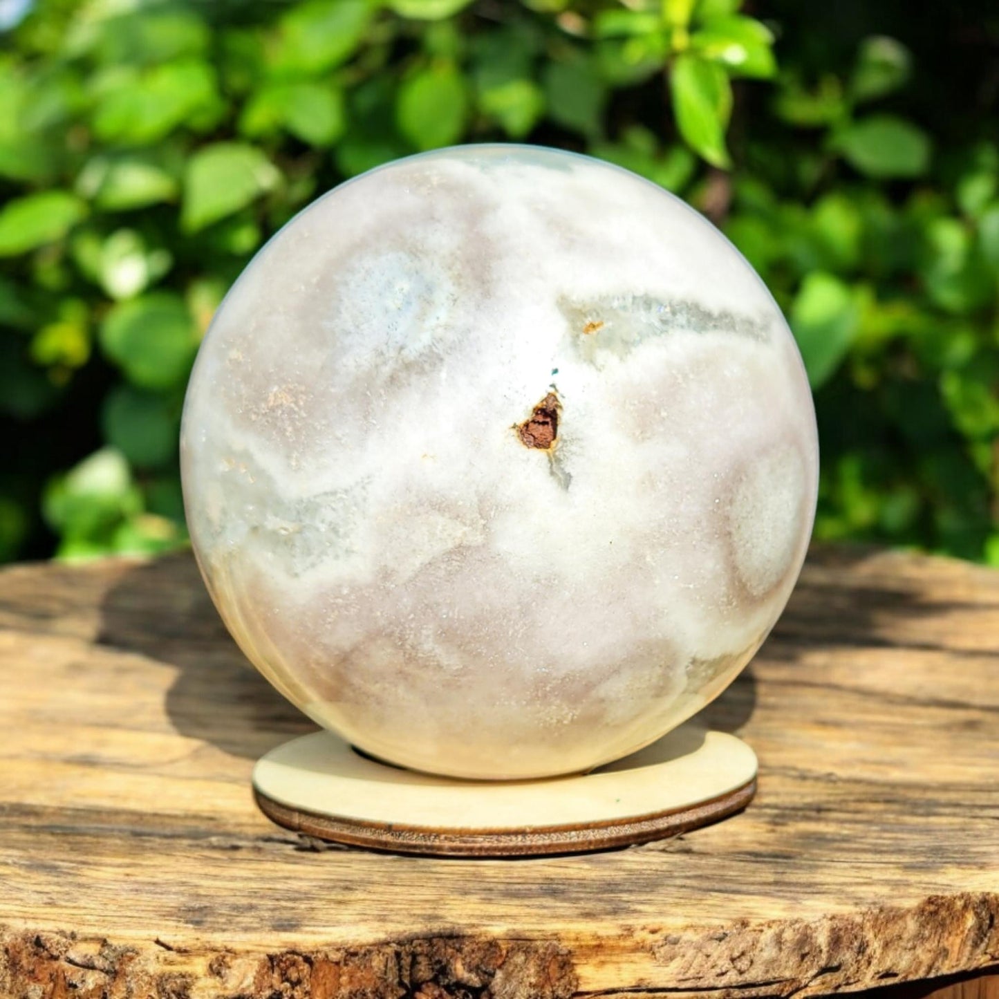 Large Druzy Green Flower Agate Sphere | Rare Gemstone | Crystal Decor | Lavender Purple Sage Green | 101.8mm 3.11 lbs