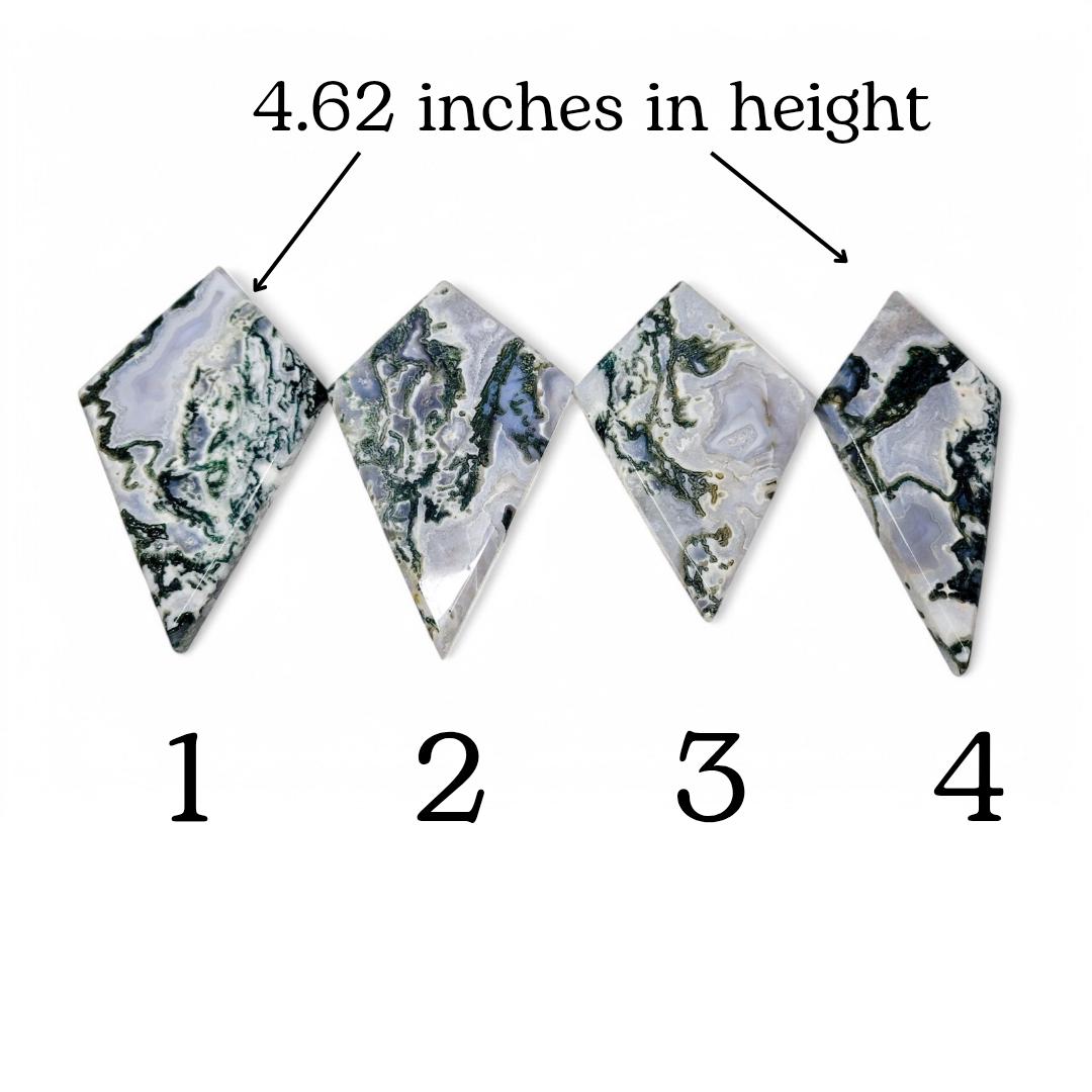 Moss Agate Rhombus Carving with Stand | Grade A Translucent | Statement Piece | Crystal Gift