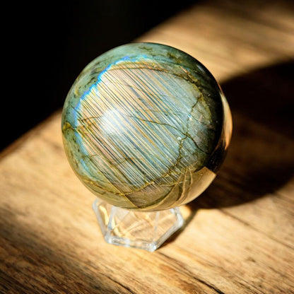 Sunset Flash Labradorite Sphere | Polished Crystal Carving | 2.74", 1.2 lb | Statement Piece