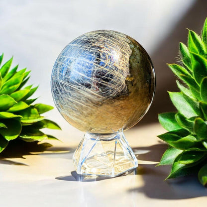 Sunset Flash Labradorite Sphere | Polished Crystal Carving | 2.74", 1.2 lb | Statement Piece