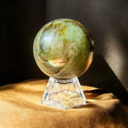 Purple Blue Sunset Flash Labradorite Sphere | Polished Crystal Carving | 2.2", 8.6 oz | Statement Piece