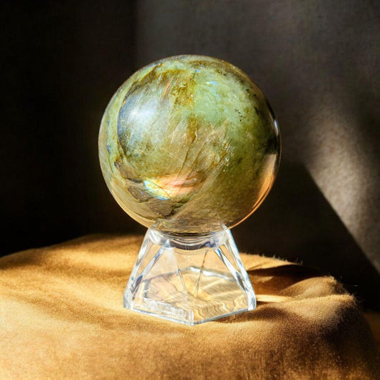 Purple Blue Sunset Flash Labradorite Sphere | Polished Crystal Carving | 2.2", 8.6 oz | Statement Piece