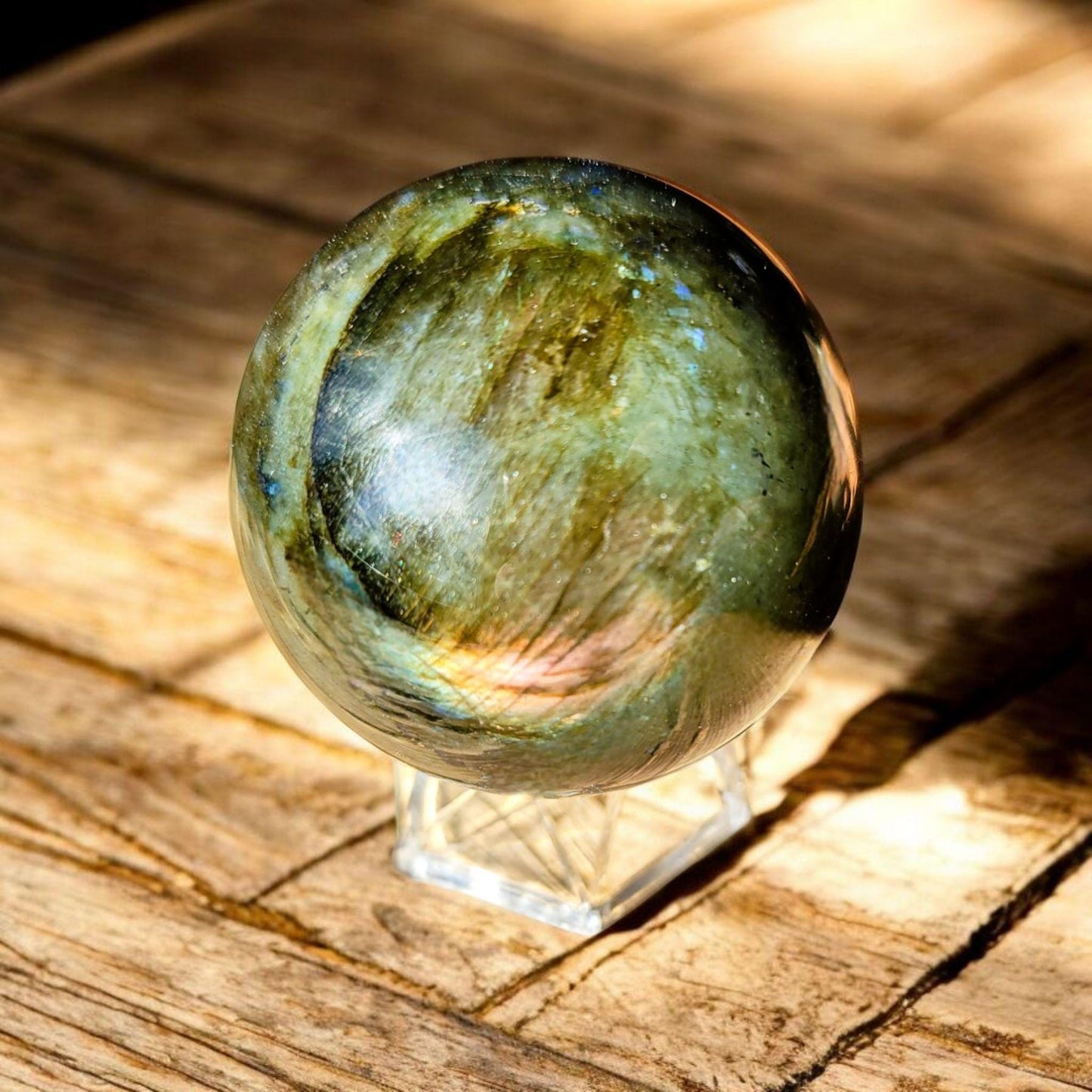 Purple Blue Sunset Flash Labradorite Sphere | Polished Crystal Carving | 2.2", 8.6 oz | Statement Piece