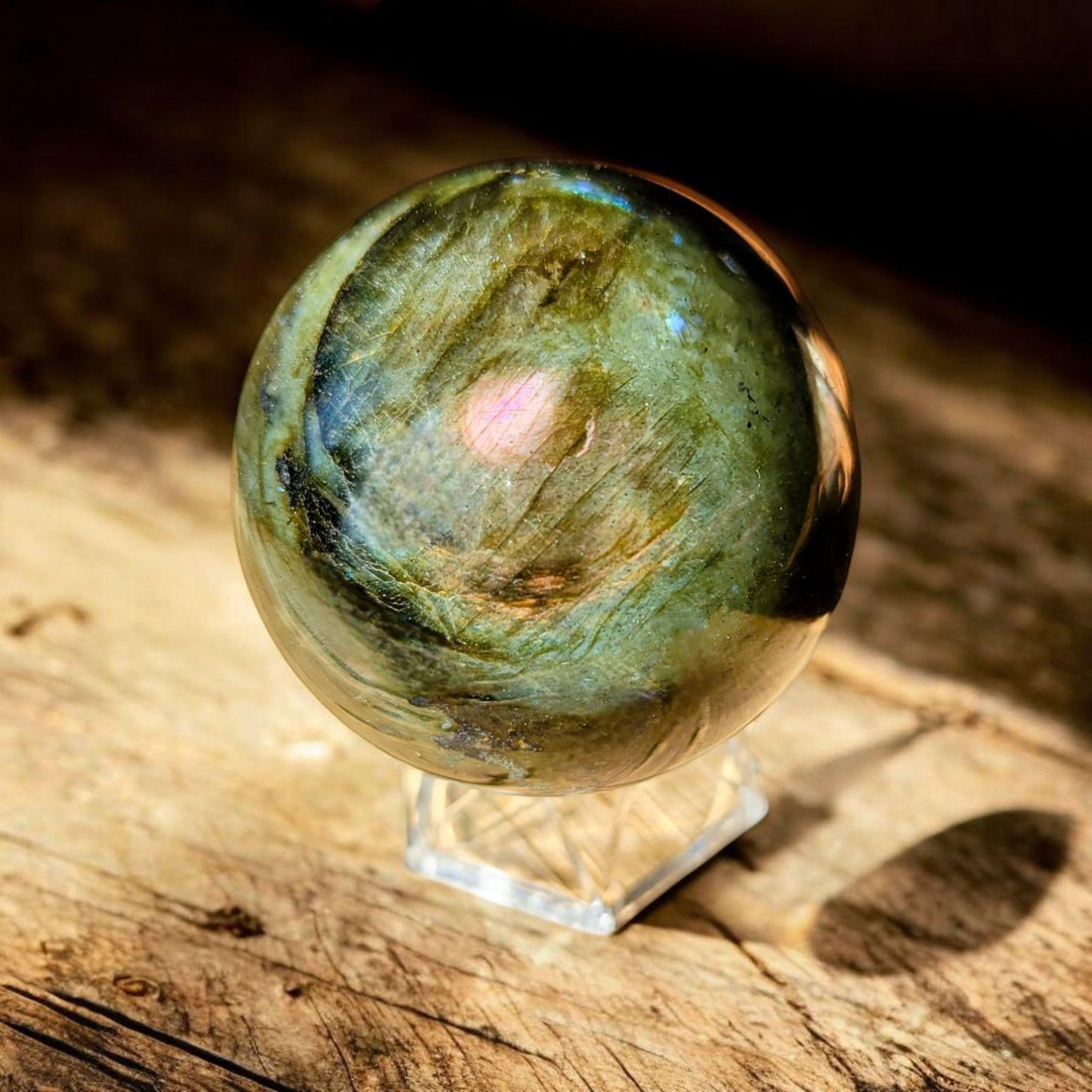 Purple Blue Sunset Flash Labradorite Sphere | Polished Crystal Carving | 2.2", 8.6 oz | Statement Piece
