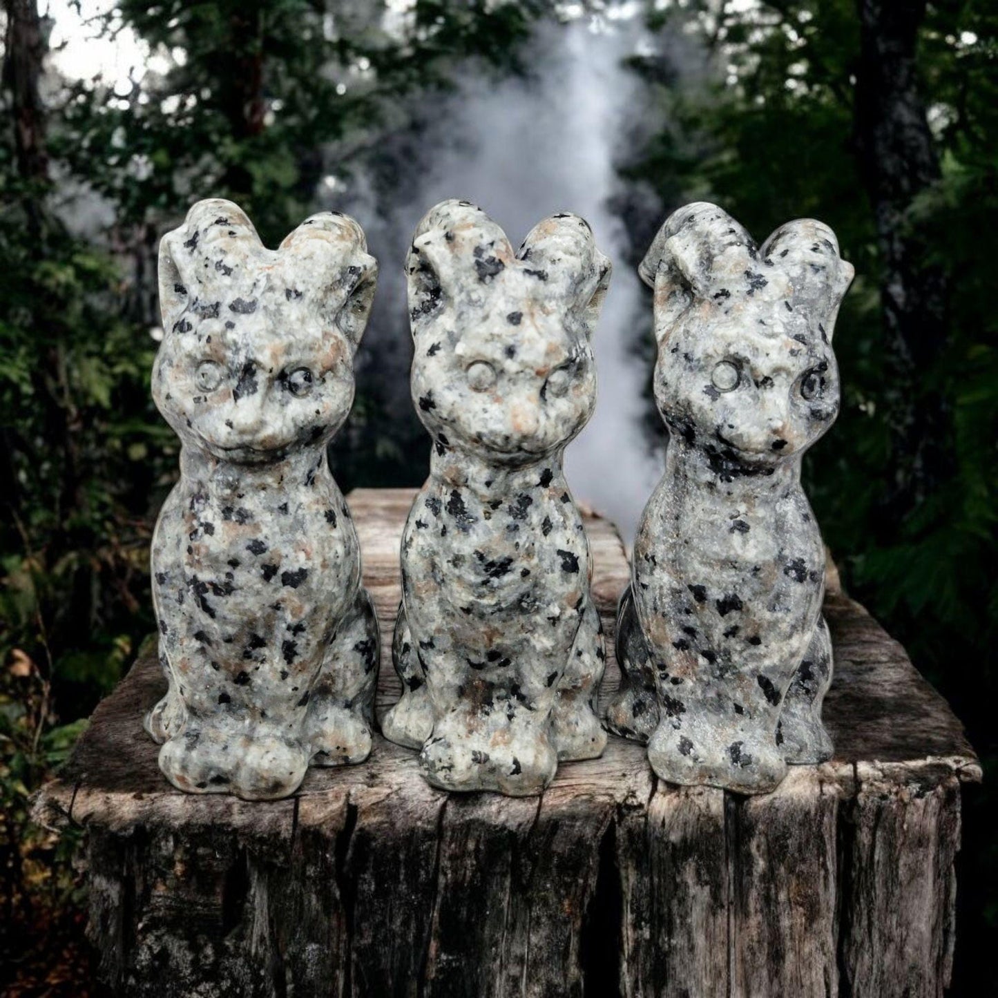 Yooperlite Horned Cat Carving | Baphomet Inspired Statue | Unique Gothic Crystal Art | UV Reactive Crystal