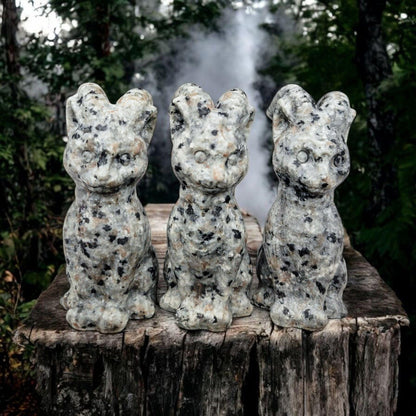 Yooperlite Horned Cat Carving | Baphomet Inspired Statue | Unique Gothic Crystal Art | UV Reactive Crystal