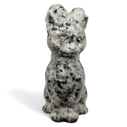 Yooperlite Horned Cat Carving | Baphomet Inspired Statue | Unique Gothic Crystal Art | UV Reactive Crystal