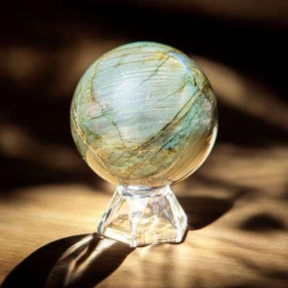 Sunset Flash Labradorite Sphere | Polished Crystal Carving | 2.74", 1.2 lb | Statement Piece